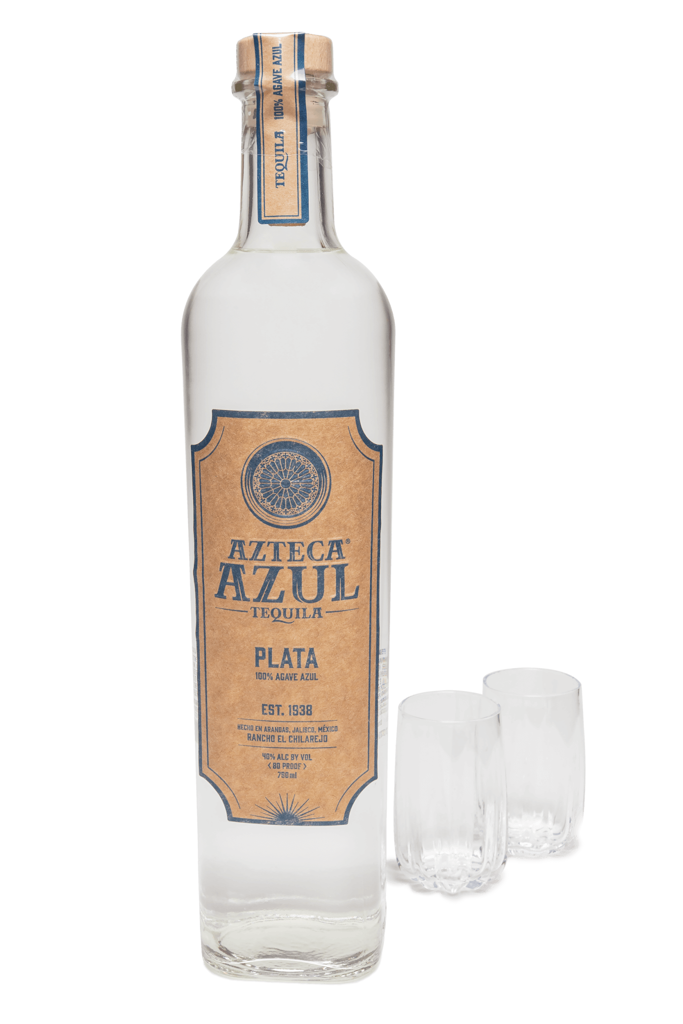 Azteca Azul Plata and Shot Glass Bundle