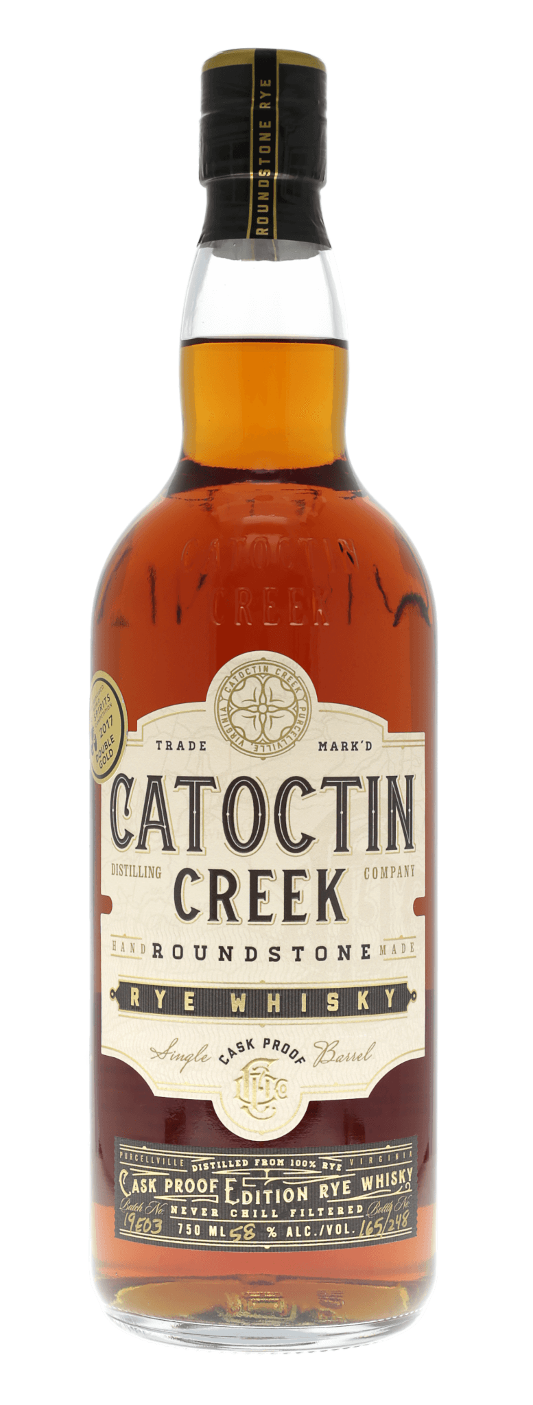 Catoctin Creek Roundstone Rye Cask Proof Whiskey