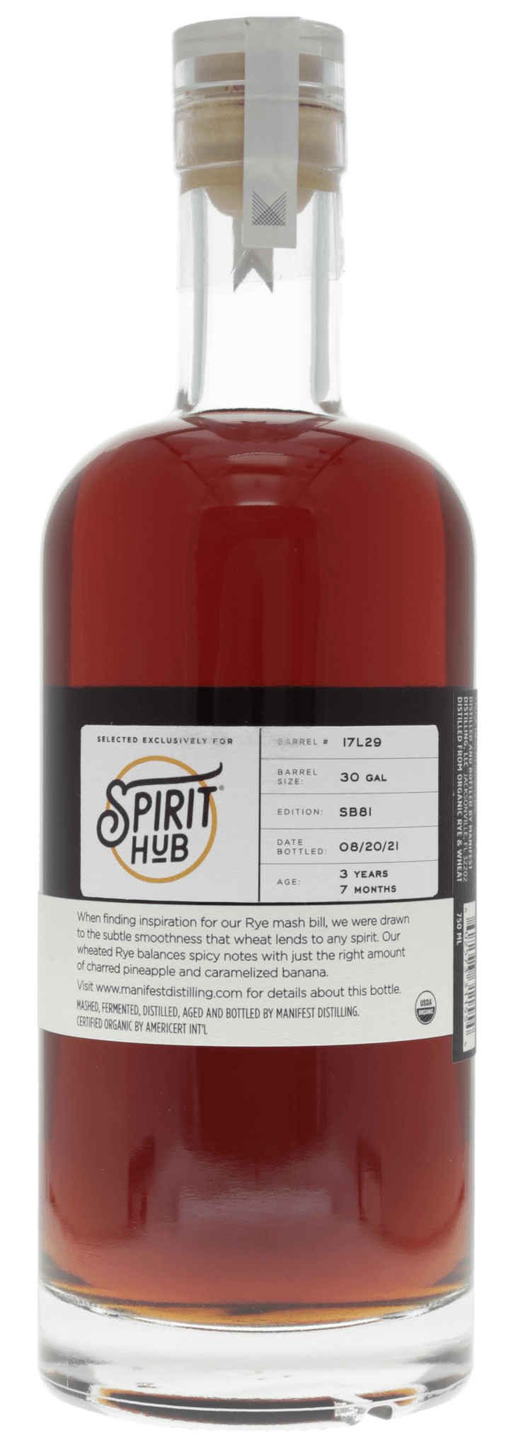 Spirit Hub Select Manifest Single Barrel Rye Whiskey