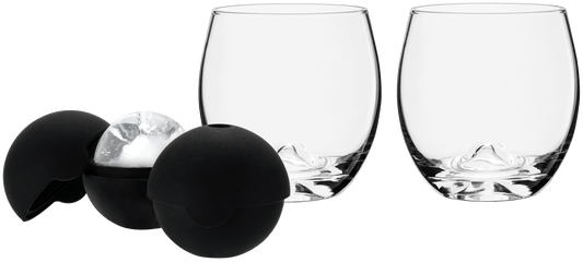 Glacier Rocks 4-Piece Ice Ball Mold and Tumbler Set