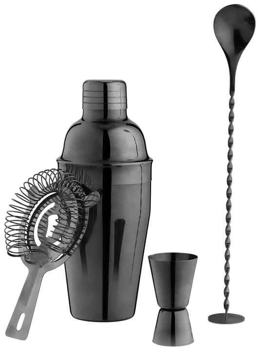 Fortify Stainless Steel Barware Set Black