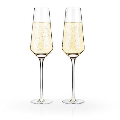 Angled Crystal Champagne Flutes