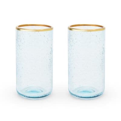 Aqua Bubble Glass Tumbler