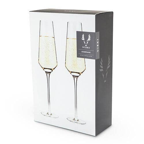 Angled Crystal Champagne Flutes