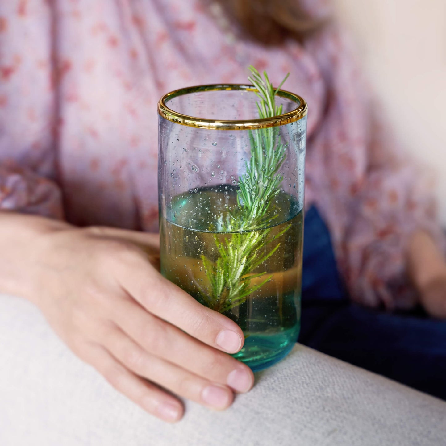 Aqua Bubble Glass Tumbler