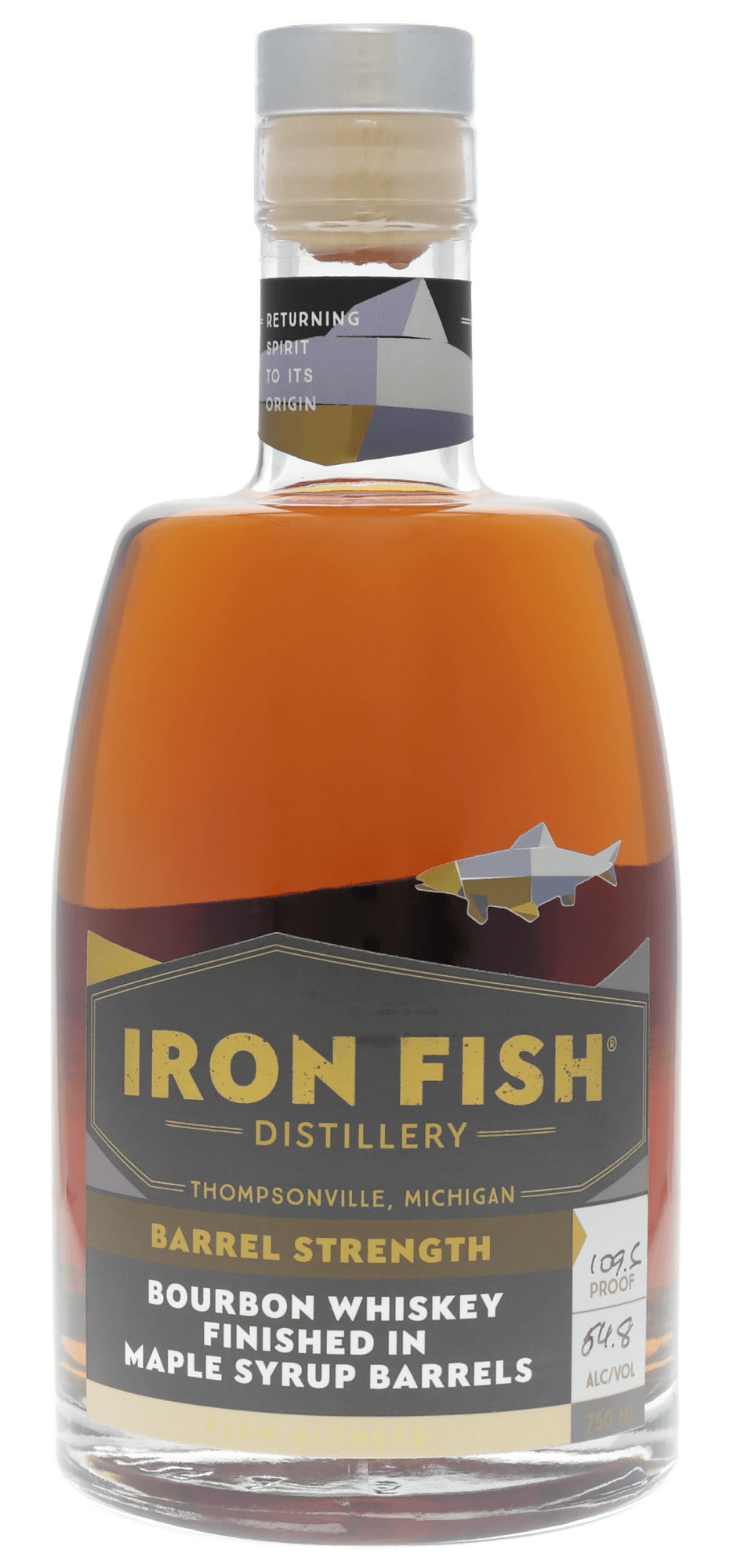 Iron Fish Barrel Strength Bourbon Whiskey Finished In Maple Syrup Barrels