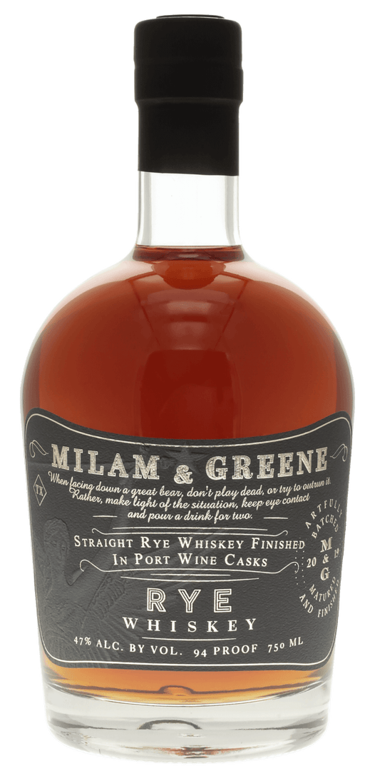 Milam & Greene Straight Rye Whiskey Finished in Port Wine Casks - 750 ml