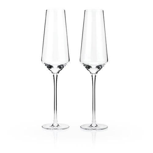 Angled Crystal Champagne Flutes