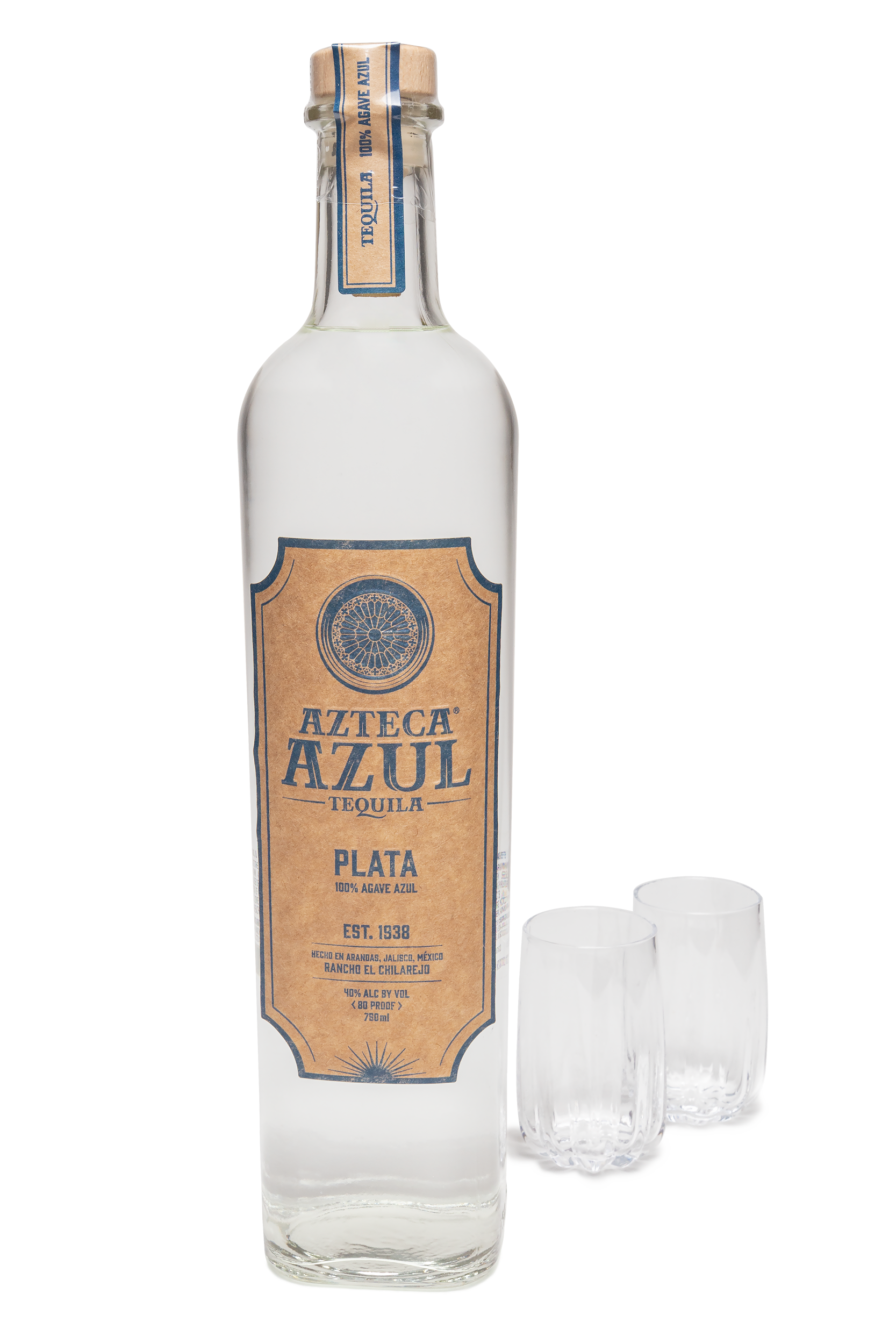 Azteca Azul Plata and Shot Glass Bundle