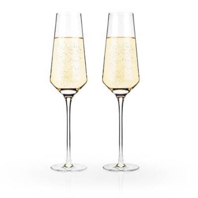 Angled Crystal Champagne Flutes