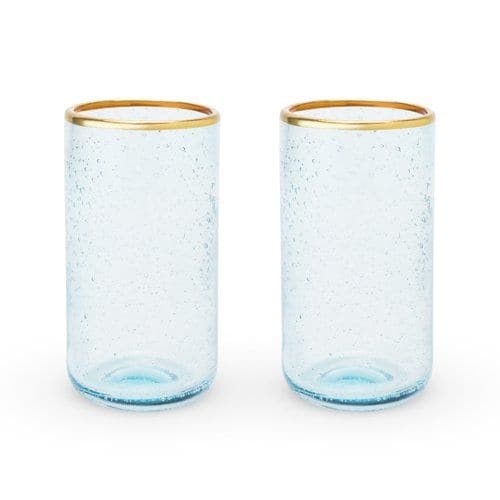 Aqua Bubble Glass Tumbler