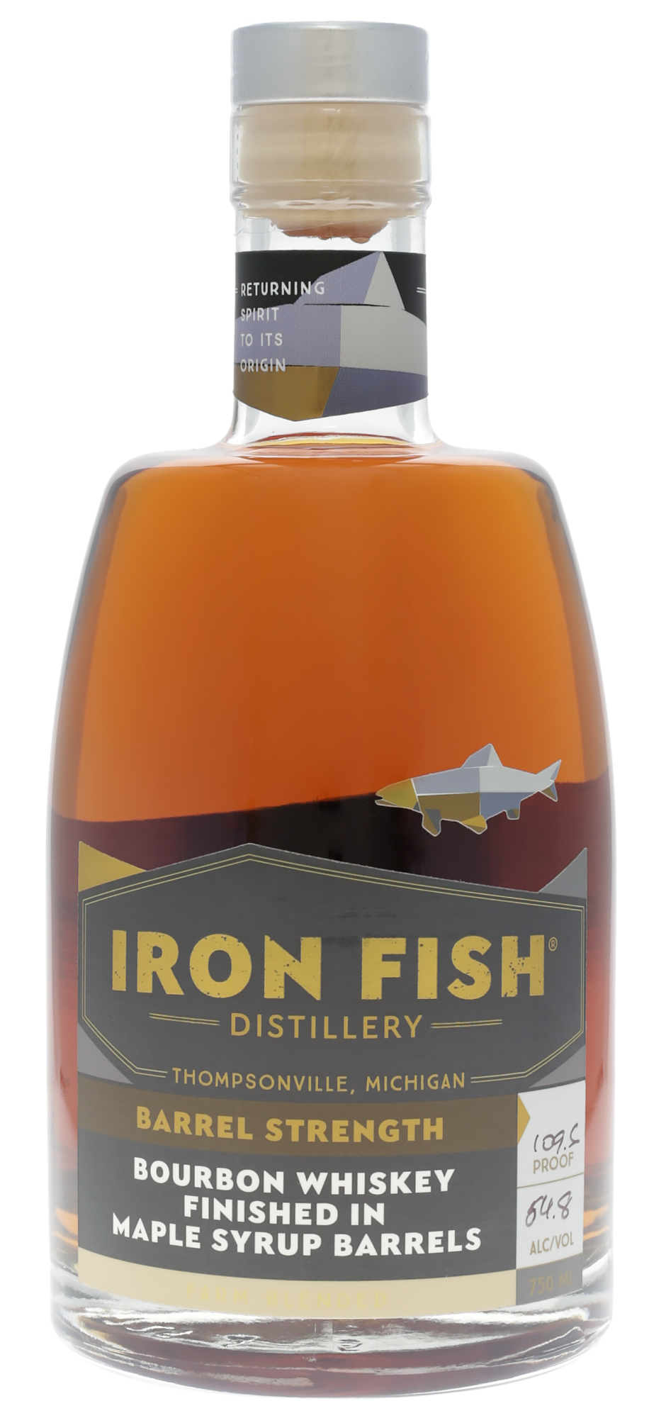 Iron Fish Barrel Strength Bourbon Whiskey Finished In Maple Syrup Barrels