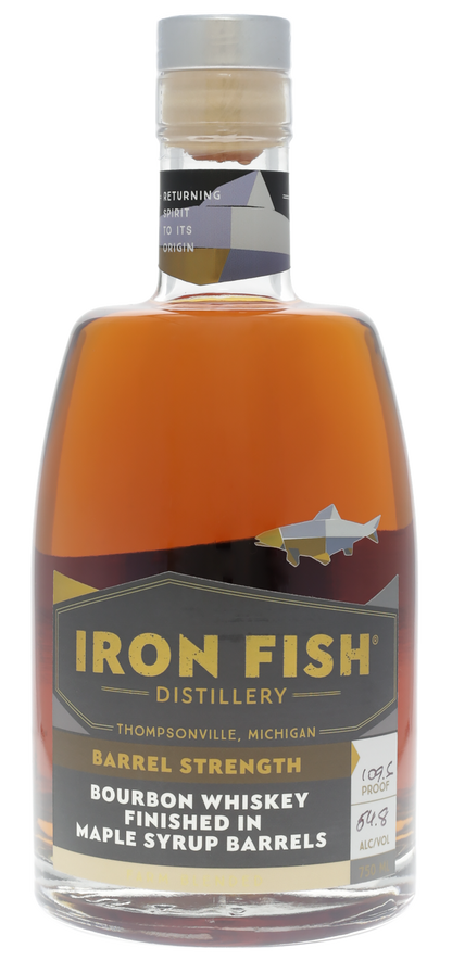 Iron Fish Barrel Strength Bourbon Whiskey Finished In Maple Syrup Barrels