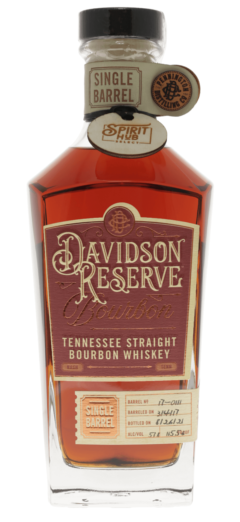 Spirit Hub Select Single Barrel Davidson Reserve Tennessee Straight Bourbon