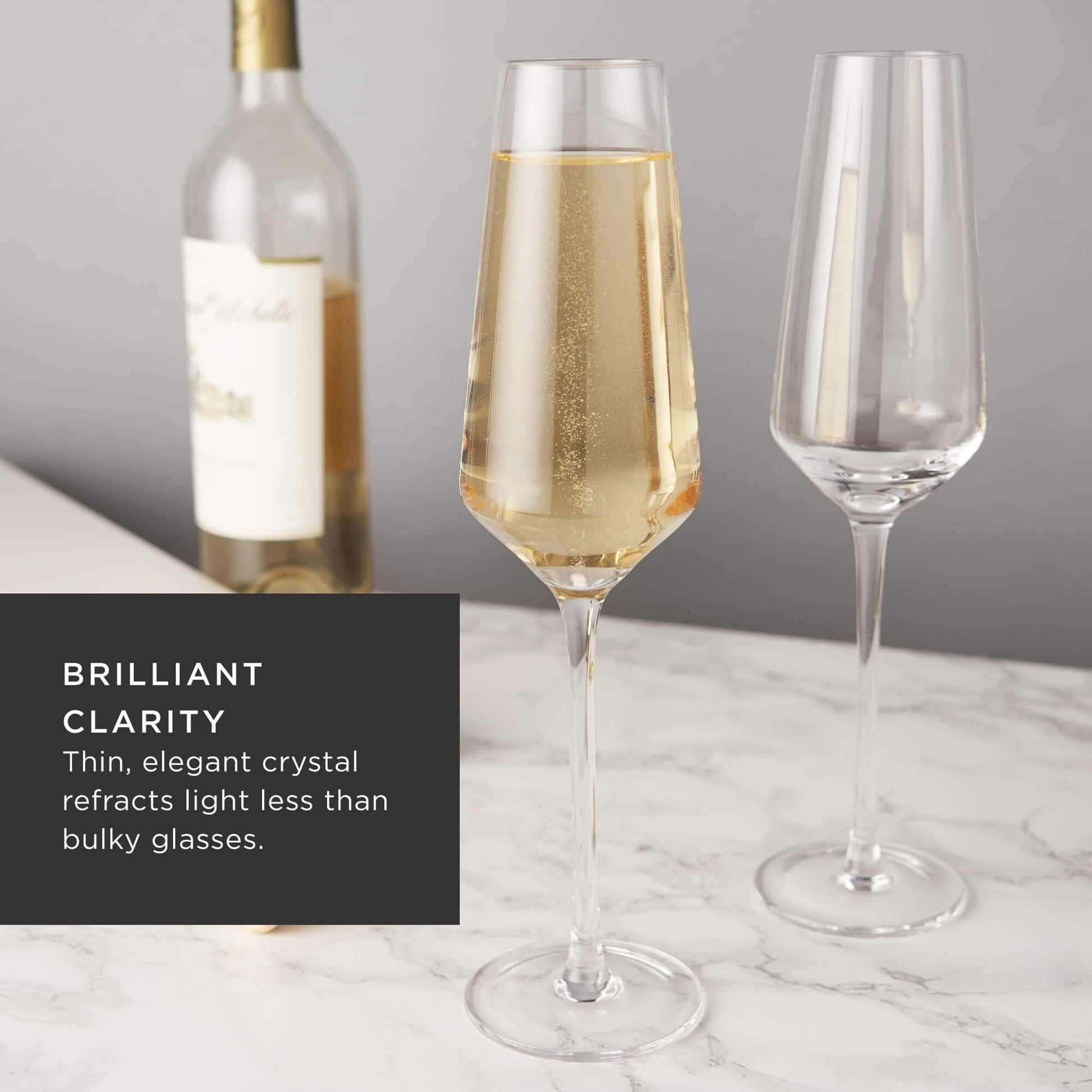 Angled Crystal Champagne Flutes